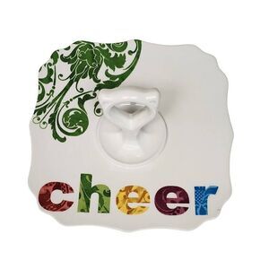 Rosanna Studio "Cheer" Square 9.5" X 9.5" Ceramic Tidbit Tray Serving Tray